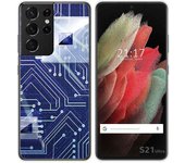 Tumundosmartphone Funda Gel Tpu para Samsung Galaxy S21 Ultra 5G diseño Circuito Dibujos