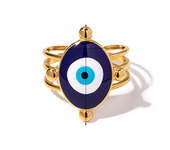 Anillo de acero inoxidable para mujer, accesorios de joyería de piedra Ins ajustables, anillos de citas estéticos con diamantes de imitación para mujer , accesorio de joyería chapado en oro de lapislázuli de imitación, anillos de boda