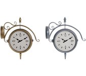 Reloj de Pared DKD Home Decor 43 x 14,5 x 47 cm Cristal Gris Dorado Hierro Tradicional (2 Unidades)