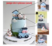 New Farm Cake Topper White Black Cow Cake Topper Farm Cabins Trees Grass Cake Decorations for Kids Happy Birthday Party Supplies