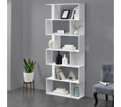 Librería - 192 x 80 x 24 cm - Estante para CDs y Libros - Soporte para DVDs - 6 Niveles para Almacenar - Blanco [en.casa]®
