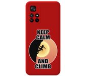Funda Silicona Líquida Roja para Xiaomi Redmi Note 11s 5G diseño Mujer Escalada Dibujos
