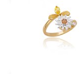 Rotating Spinner Sunflower Rings For Women Men Stainless Steel Open Adjustable Anxiety Ring Fidget Jewelry Best Gift For Her