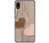 Tumundosmartphone Funda Gel Tpu para Wiko Y70 diseño Corazones Madera Dibujos