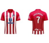 Atlético de Madrid camiseta Griezmann 7 primera equipación 23-24 réplica oficial adulto roja y blanca 1GR2324