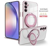 Plating Support Ring Magnetic Transparent Phone Case For Samsung Galaxy A55 A35 A25 A15 A05 S A54 A34 A24 A14 A53 A23 A52 4G 5G