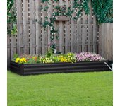Outsunny Jardinera Elevada de Acero Galvanizado Huerto Urbano para Cultivar Plantas Flores Hierba Macetero Grande Exterior Rectangular con Fondo Abierto 241x90,5x30 cm