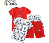 Ropa de verano para niños, ropa de casa estampada para bebés y niños pequeños, camisetas de manga corta de colores combinados, camisetas y pantalones cortos para hombres y mujeres
