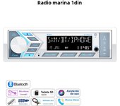 AKAMATE 1Din Boat Radio for RV ATV UTV SPA RZR Marine Media Stereo Player Bluetooth AUX USB with Remote Control FM AM Radio