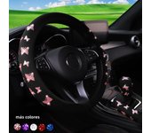 3 piece butterfly fabric car steering wheel cover without inner ring suitable for 15inch handbrake cover handle set car interior