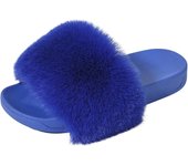 Sandalias peludas para mujer Sandalias de piel sintética Sandalias mullidas Sandalias con punta abierta Lindas zapatillas de piel Zapatillas mullidas sin cordones