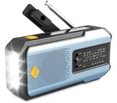 Radio manual de emergencia con manivela y linterna de 3 LED, radio meteorológica portátil AM/FM/NOAA con cargador de teléfono, radio solar con carga USB para acampar en interiores y exteriores, alarma SOS