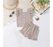 Boys Checker Set Kids Girls Cute Sleeveless Vest Shirt Shorts Two-piece Set Children Kids Loose Summer Clothing