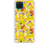 Funda original compatible con Samsung Galaxy A12 5G - Sylvestre y Piolin Patron amarillo