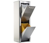 DON HIERRO - Cubo de basura y reciclaje en Acero Inoxidable. 2 compartimentos de 20 litros. CUBEK-