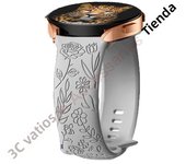 18mm 20mm 22mm Rose engrave Band for Samsung Galaxy Watch 654 40mm 44mm Gear S3 Silicone Cute Strap Classic 43mm 45mm Active 2