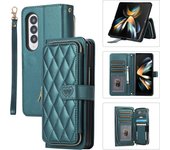 High Capacity Card Holder Wallet Case for Samsung Galaxy Z Fold 6 5 4 3 Fold5 Fold6 Crossbody Lanyard Zipper Buckle Magnet Cover