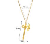 Vintage Cast Ax Pendant Necklace for Women Men Gold Stainless Steel Long Chain Hip Hop Party Jewelry Gift