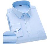 Men's Classic Long Sleeve Striped/Solid Basic Dress Shirt Single Patch Pocket Formal Business Regular Fit Office Social Shirt
