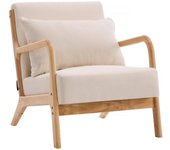 Sillón "Clinton" de madera de estilo escandinavo - Beige