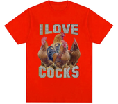I Love Cocks Funny Roosters Meme T-shirt Chicken Enthusiast Short Sleeve T-shirt Women's Extra Large T-shirt Street Clothing