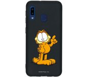 Funda original compatible con Samsung Galaxy A20E Negro con un diseño de Garfield Expresivo