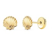 Pendientes Oro 18k niña 6 mm. forma concha brillo