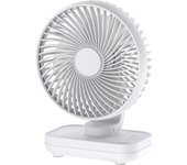 Ventilador de escritorio silencioso, batería recargable USB de 4000 mAh, portátil, 4 velocidades, refrigeración potente para el hogar, la oficina, el dormitorio, escritorio, pequeño ventilador.（blanco）