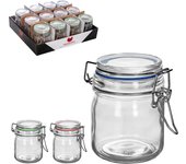CM - Bote de Cristal Hermético y Redondo con Tapa. Pack 12 Unidades en Color Surtido. Disponible a Elegir en 2 Tamaños: 180ml o 250ml. Tarros de Cristal de Almacenamiento Cocina. Ideal para Especias, Pasta, Legumbres, Arroz. Uso Doméstico o Hostelería