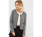 Chaqueta SINTY corta jaspeada con ribetes  en contraste simil piel - SI-220005
