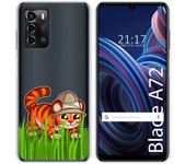 Funda Silicona Transparente para ZTE Blade A72 diseño Tigre Dibujos