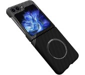 Caja de teléfono de fibra de carbono a prueba de golpes magnética para Samsung Galaxy Z Flip 6 con carga MagSafe
