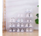MOV-6-piece/set transparent plastic shoe box thickened, drawer style plastic shoe box, stackable box shoe storage box shoe box