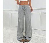 Women's Fashion Casual Striped Elastic Waistband Drawstring Straight Leg Pants Classic Soft Daily Versatile Comfy Trousers