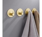 Perchero de pared de 4 piezas, ganchos adhesivos de acero inoxidable dorados, para baño, cocina y sala de estar.