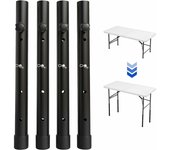 SOMY Juego de 4 extensiones de patas de mesa para mesas plegables para patas dobladas y rectas, elevadores de patas de mesa plegables ajustables, para patas de muebles de altura (44 cm)
