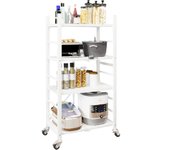 Vicyol S&D Estantería para Almacenaje, Repisa Modular Multiuso, Estante con Ruedas, Estantería de Pie Plegable, Mueble para Cocina, Baño, Habitación, Salón con Baldas de Almacenamiento.