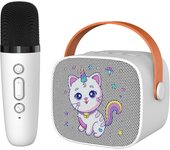 Mini Karaoke Machine Cartoon Cat Portable Bluetooth Speaker With Microphone for Home Family KTV Party Kid Singing Player