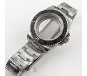 40MM Diver Waterproof Brushed Center Strap Sapphire Crystal Watch Case Glide Lock Clasp Fit NH34 NH35 NH36 NH38 ETA2824 Movement
