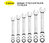 SAE Flex-Head Ratcheting Combination Wrench Set - Premium 72-Teeth Gear Chrome Vanadium Nickel Plated，Ratcheting Combination Wre