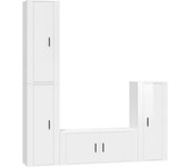 Mueble TV combinadoSet de muebles de TV 4 pzas madera contrachapada blanco brillo