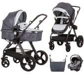 Chipolino Carrito de bebé HAVANA trío convertible con bolso y mosquitera de Chipolino