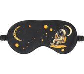 Children's sleeping cap Silk Eye mask Elastic headband | Space animation design pattern (black)