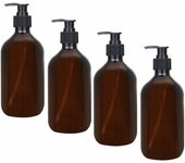 4 Uds. Botellas dispensadoras de color ámbar, botellas dispensadoras de color ámbar de 500ML, botellas vacías con bomba de color ámbar, botella de plástico para Lotio