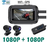 Dual 1080P Motorcycle DVR Full Body Waterproof Moto Camera WiFi GPS Dash Cam Front Rear Driving Video Recorder Black Box