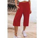 Women's Casual Pants Wide Leg Cropped Pants Cotton and Linen Waist Cover Comfortable Casual Thin Wide Leg Cropped Pants
