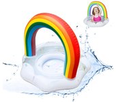 Flotador para bebé, anillo de natación inflable con lentejuelas de arcoíris, anillo de natación