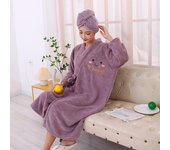 2 pcs/sets Women cute Bath Towel Bath Robe and dry hair cap Super Absorbent Bath Gown Towel