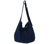 Bolso bandolera de lona para mujer color negro/azul claro/azul oscuro