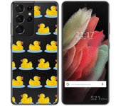 Tumundosmartphone Funda Gel Transparente para Samsung Galaxy S21 Ultra 5G diseño Pato Dibujos